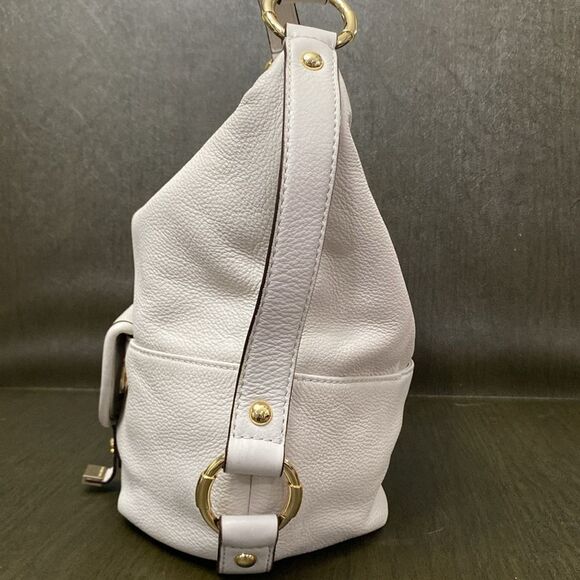 Michael Kors White Hobo Bag Pebbled Leather Gold Hardware B. Makowski Wallet 2pc - Picture 4 of 16